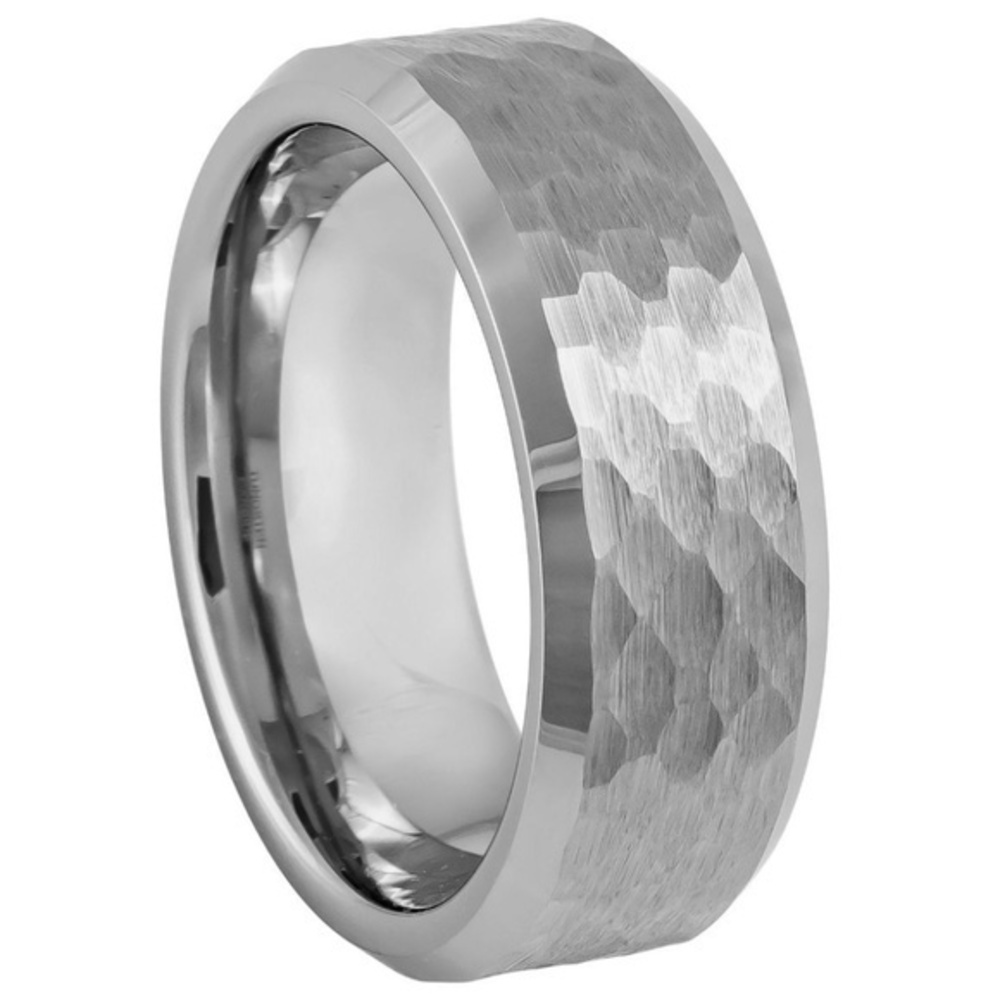 8mm or 6mm Brushed Honeycomb Tungsten Wedding Band